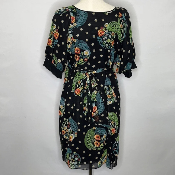 Maeve Floral Silk & Taffeta Tie Back Square Neckline Dress - Size 4 - Picture 4 of 8